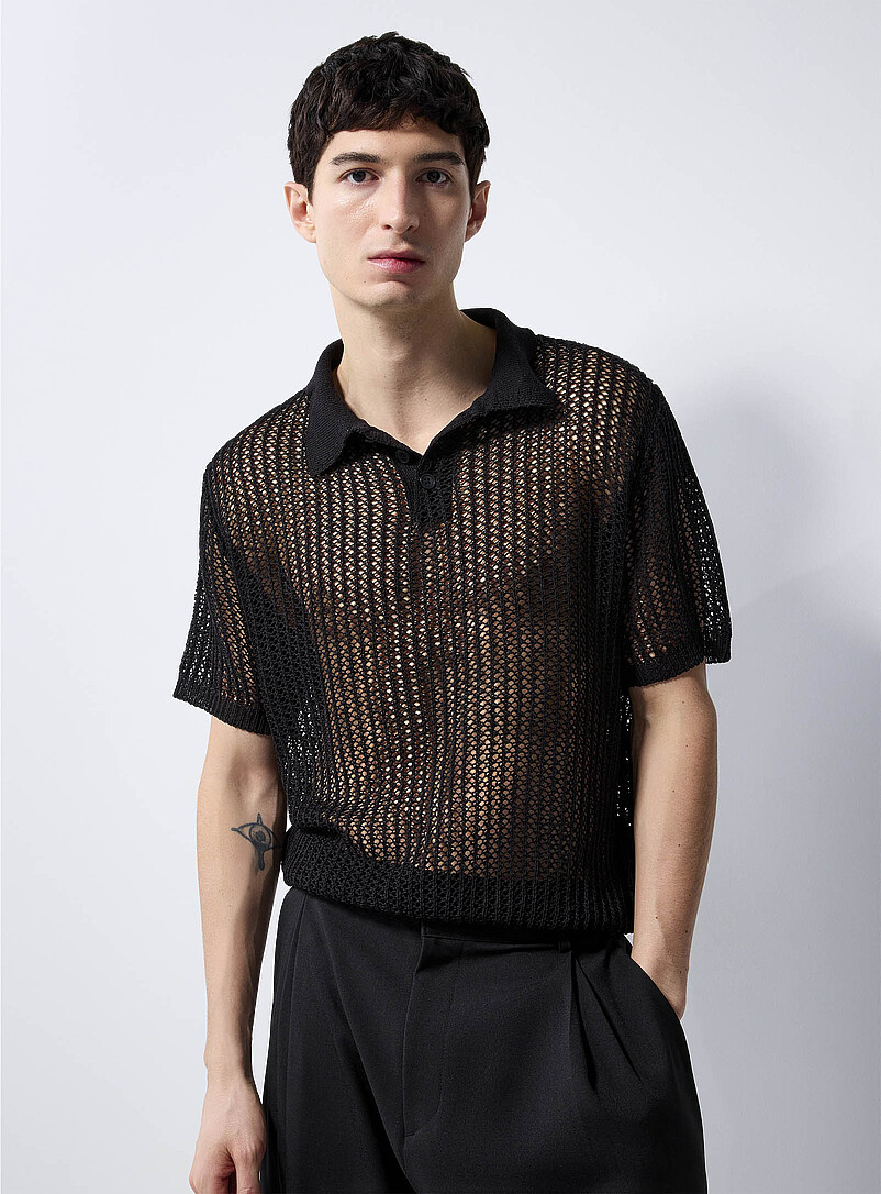 Mesh Loose-Knit Polo Imported From Seoul