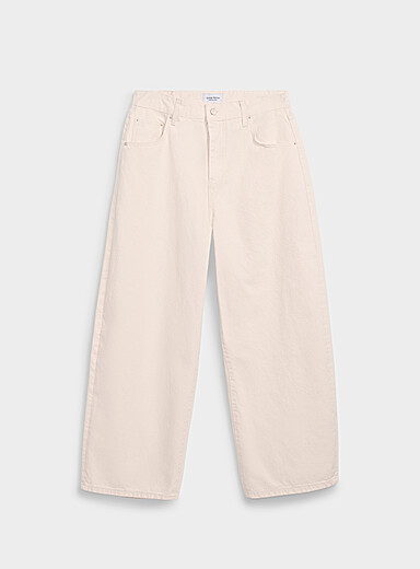 Beige textured baggy jean Barrel fit <b>Seoul collection</b>