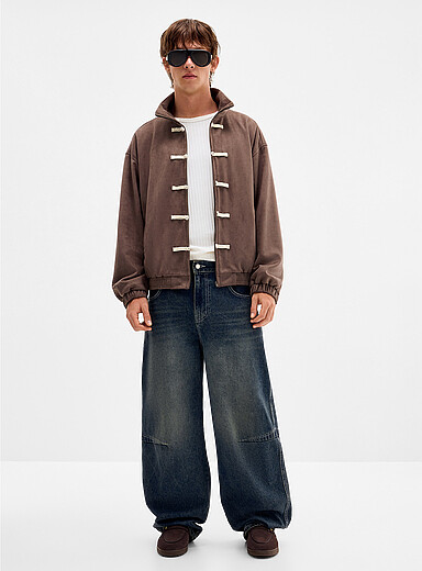 Vintage blue darted-knee baggy jean Barrel fit <b>Imported from Seoul</b>