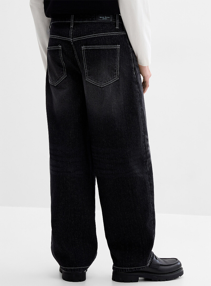 Faded black textured-stripe jean Ultra-loose fit Imported from Seoul product image 3