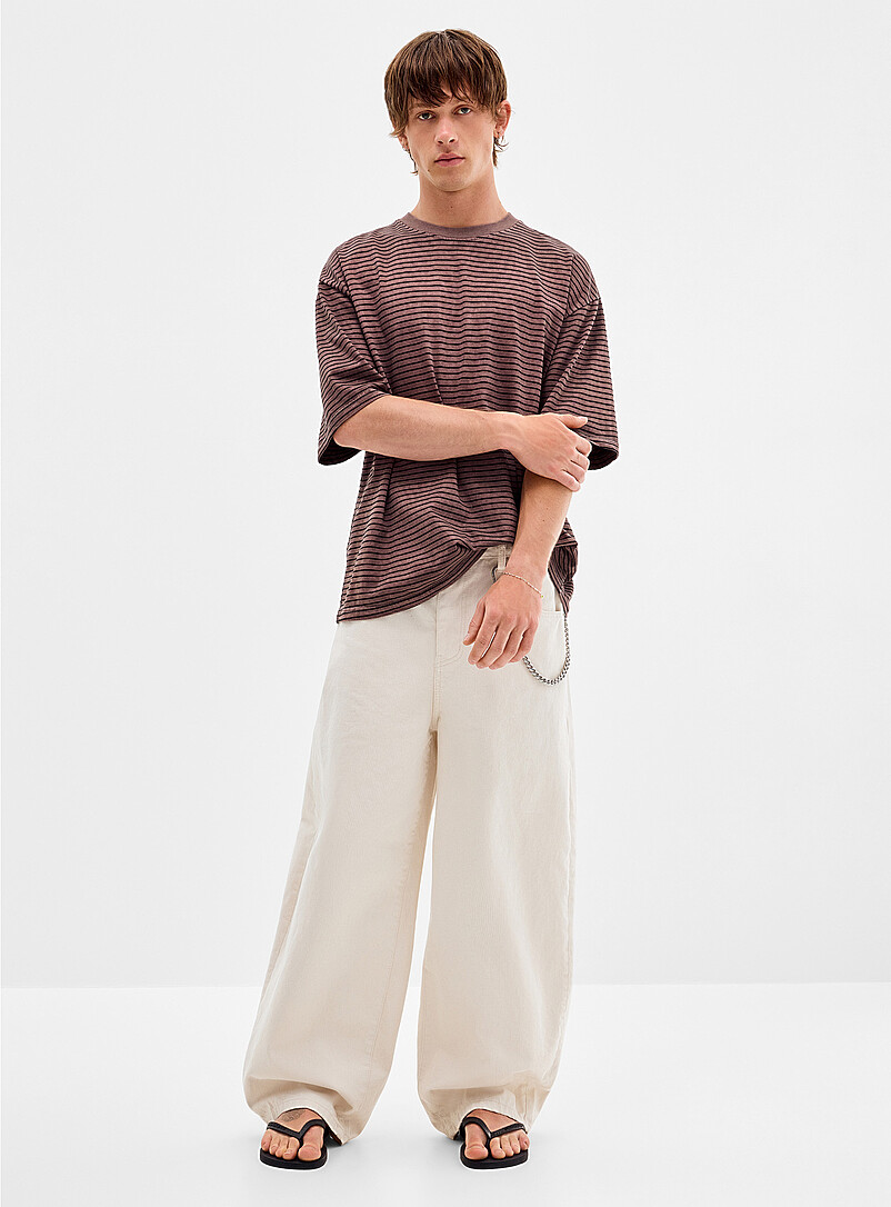Beige textured baggy jean Barrel fit Imported from Seoul product image (primary)