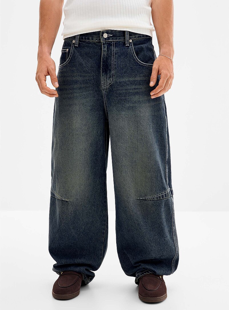 Vintage blue darted-knee baggy jean Barrel fit Imported from Seoul product image 2