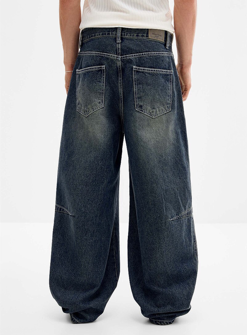 Vintage blue darted-knee baggy jean Barrel fit Imported from Seoul product image 3
