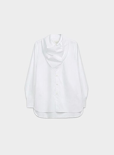 Edito par Simons: Le chemise en popeline blanche et son fichu Blanc pour femme