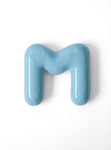 Semiporcelain letter M wall ornament