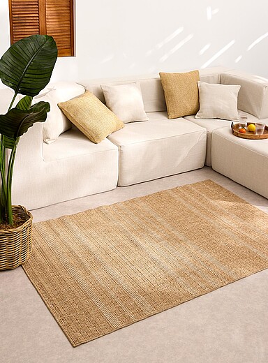 Simons Maison: Le tapis d'ext&eacute;rieur bandes ray&eacute;es 90 x 130 cm Brun &agrave; motifs