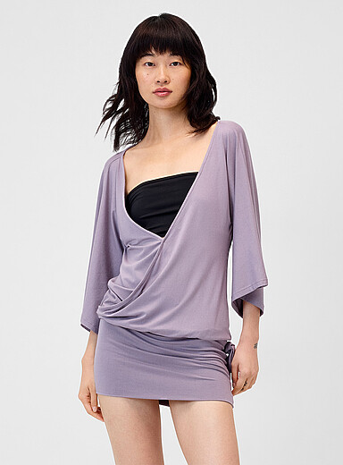 Motel Lilacs Crossover neckline drop-waist minidress for women