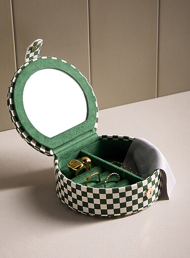 La petite boîte à bijoux ronde damier vert forêt | Daisy London | | Simons