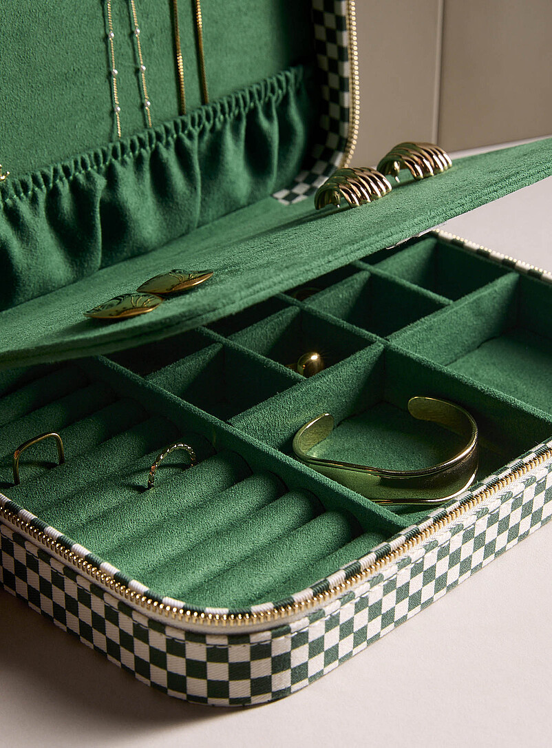 Forest green checkers rectangular jewellery box product image 2