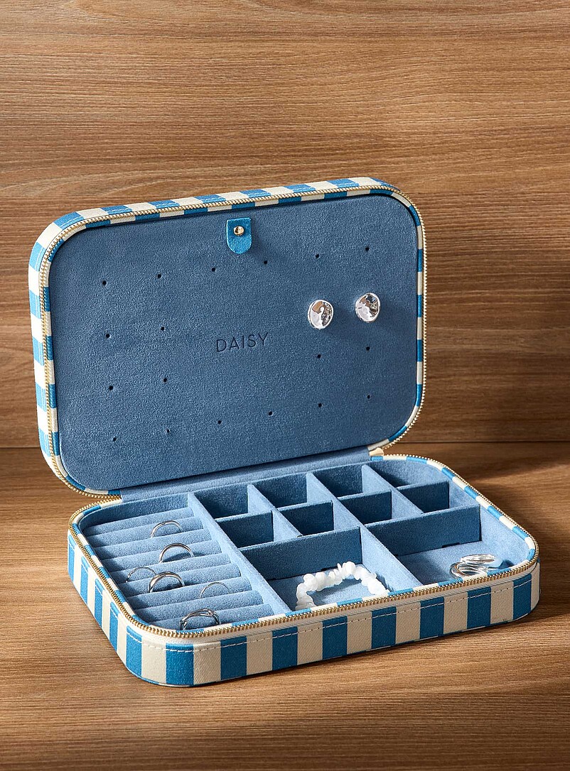 Blue stripes rectangular jewellery box product image (primary)