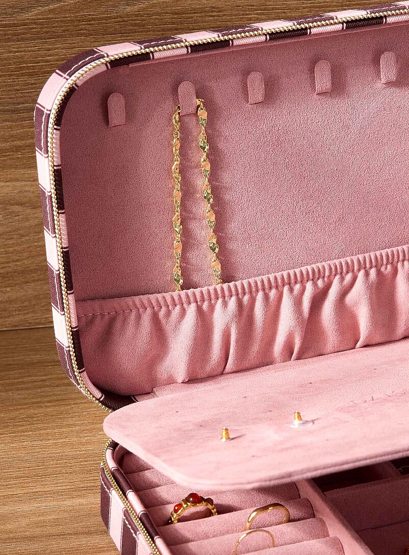 Pink stripes rectangular jewellery box product image 2