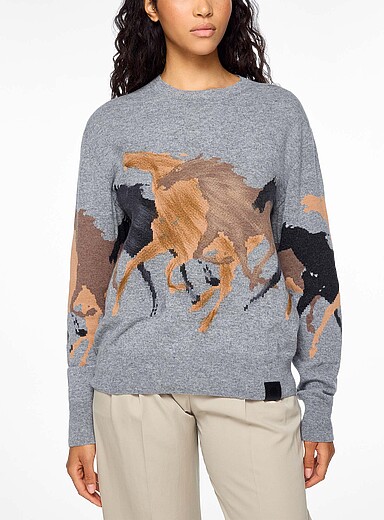 Stella McCartney Grey Racehorse jacquard sweater for women