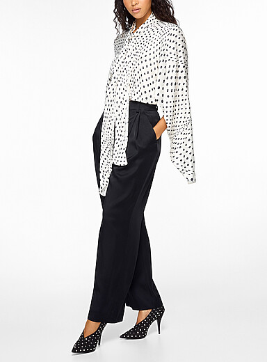 Stella McCartney Black and White Tie-neck polkadot blouse for women