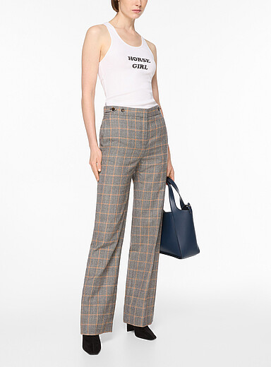 Stella McCartney Grey Tapered plaid pant for women