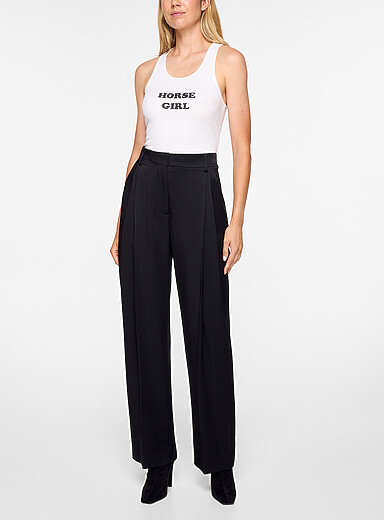 Stella McCartney: Le pantalon &agrave; plis satin&eacute; Noir pour femme