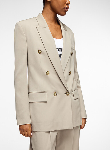 Stella McCartney Grey Wool double-breasted boyfriend blazer for women