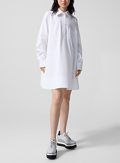 Stella McCartney White Poplin cropped shirtdress for women
