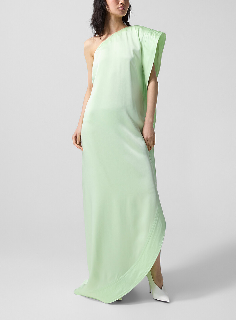 Reversed satin long asymmetrical dress | Stella McCartney | Maxi | Simons
