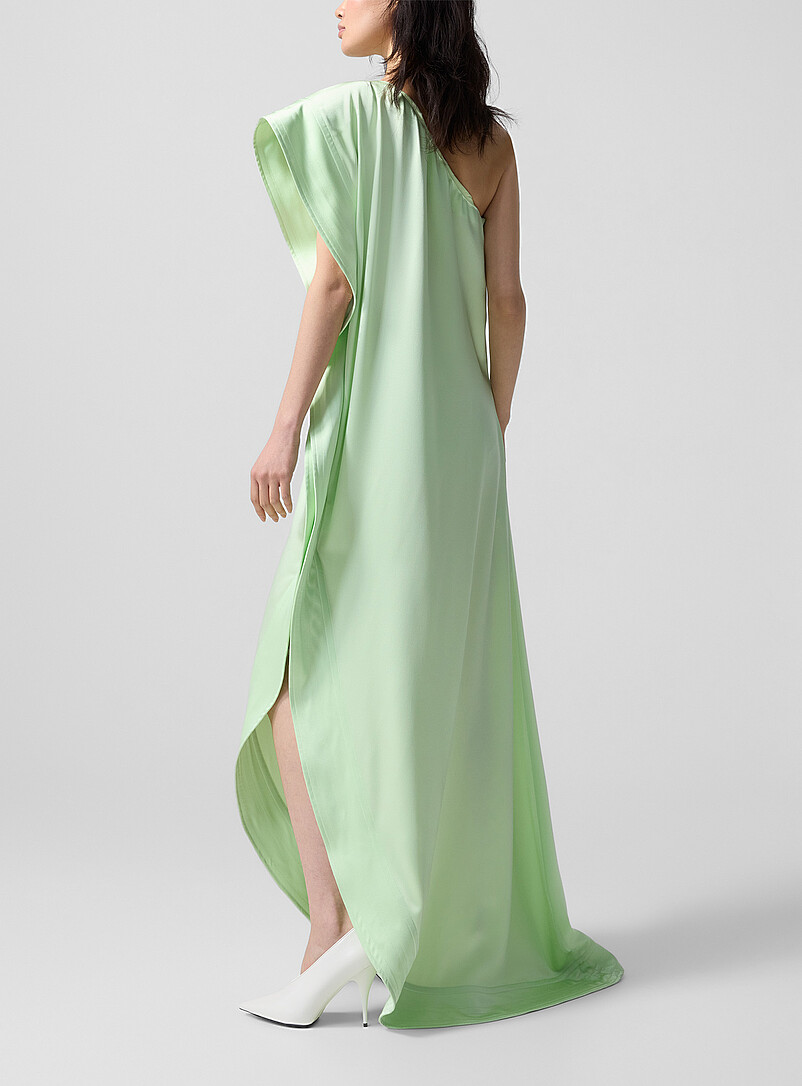 stella mccartney green silk dress Stella Mccartney One-shoulder Maxi Dress