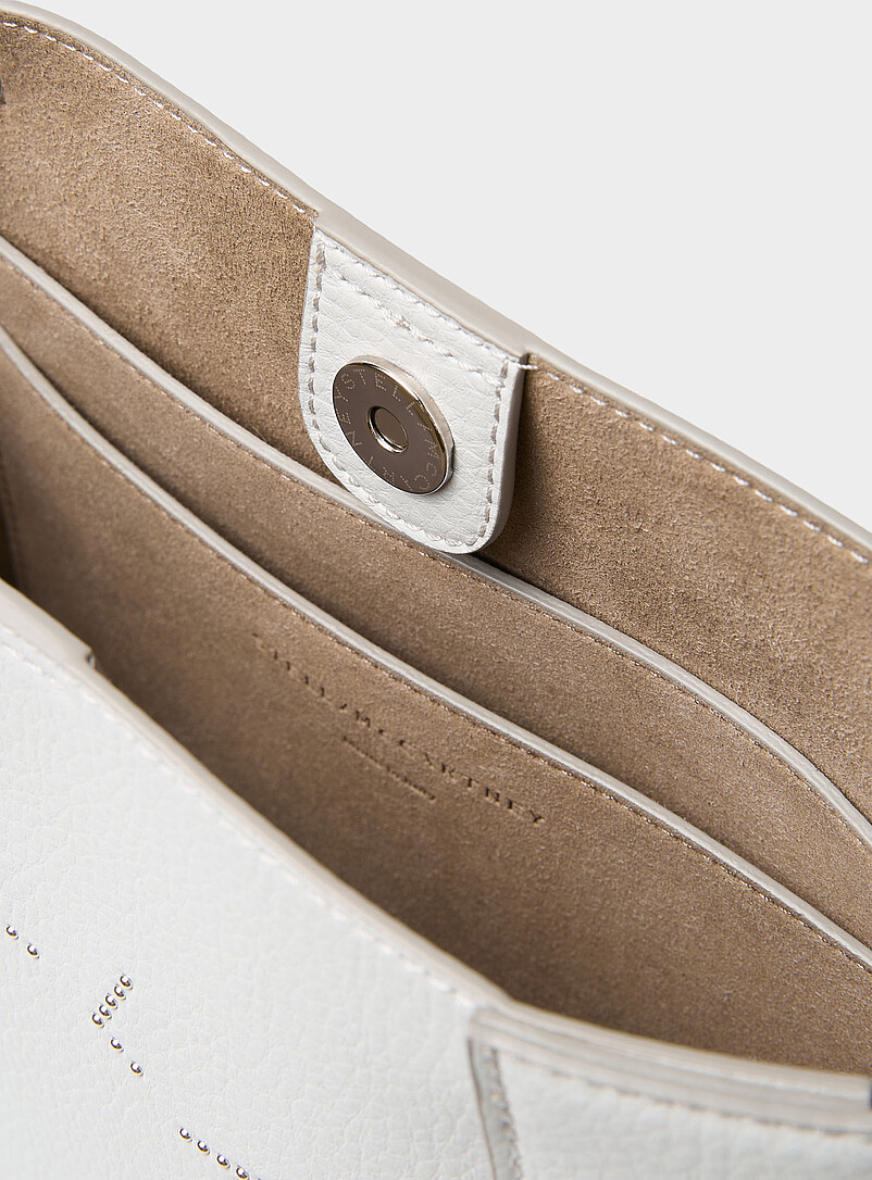 Stella McCartney Light Grey Studded logo square crossbody bag for women