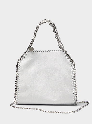 Stella McCartney Light Grey Falabella pearl grey chain handbag for women