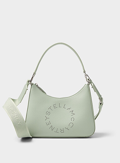 Stella McCartney Mint/Pistachio Green Perforated logo mint shoulder bag for women