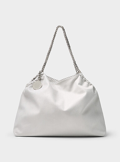 Stella McCartney Light Grey Falabella faux-suede chain handbag for women