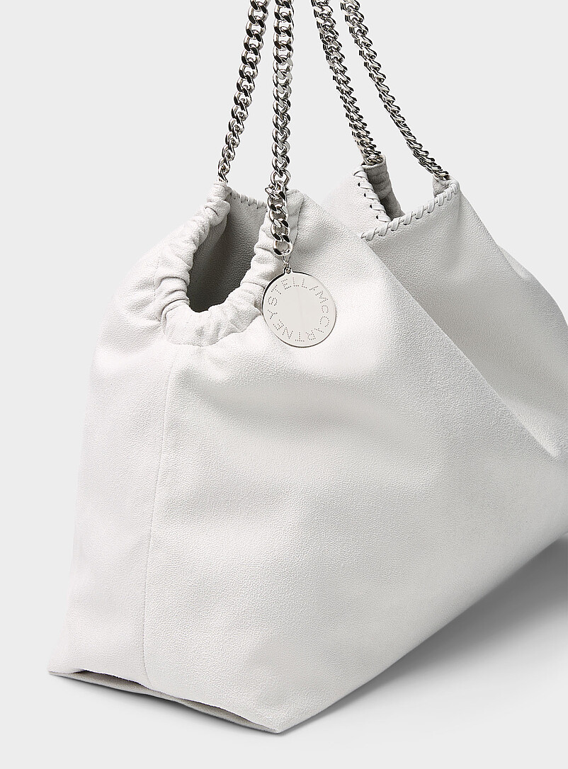 Stella McCartney Light Grey Falabella faux-suede chain handbag for women