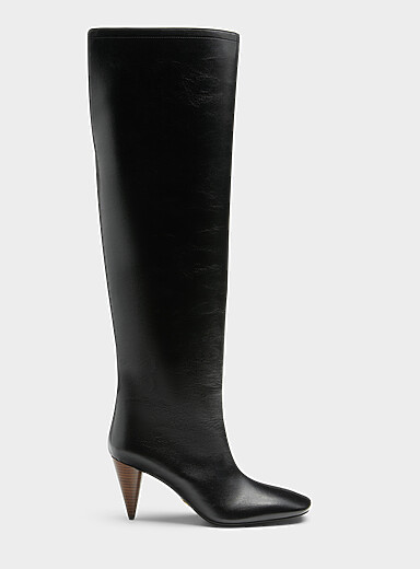 Stella McCartney: La botte au genou talon conique <b>Faite en Italie</b> Femme Noir pour femme