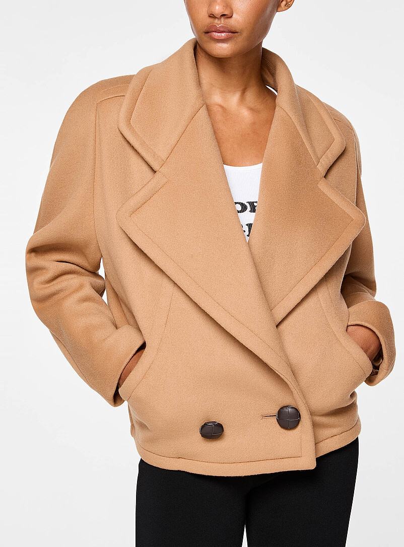 Camel wool cropped coat product image 2