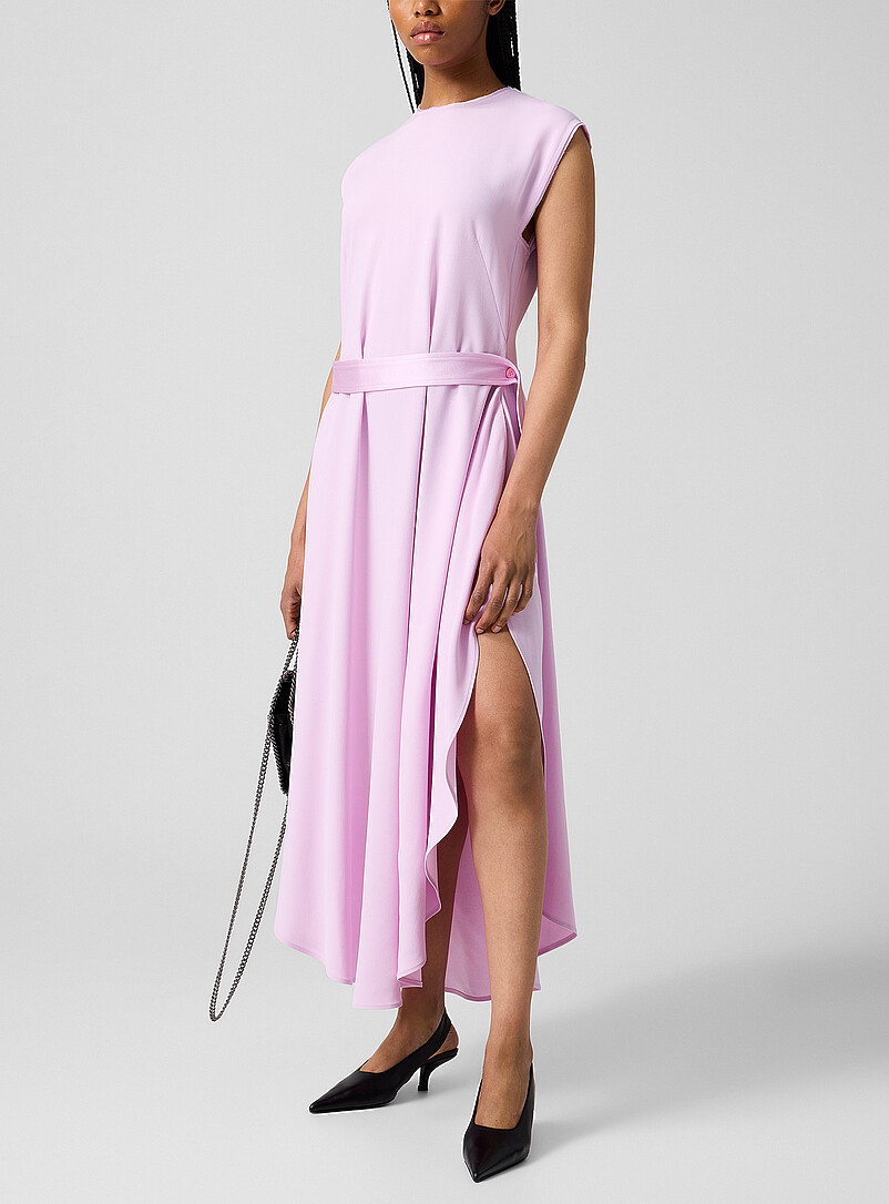 Rounded hem reversed satin dress product image (primary)