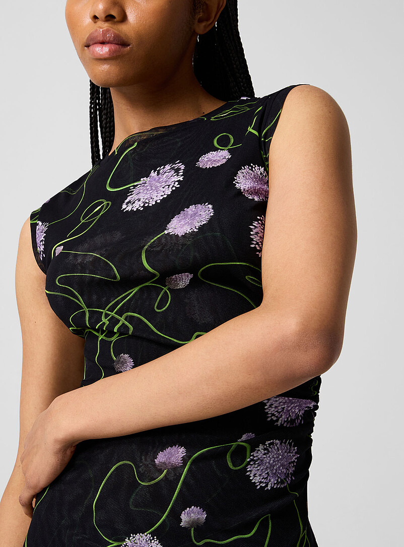 Floral mesh ruched waist dress product image 2