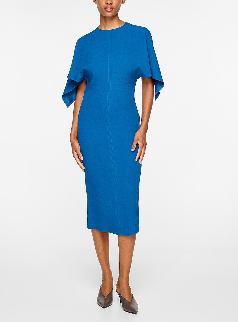 Draped-sleeve fitted midi dress product image (primary)