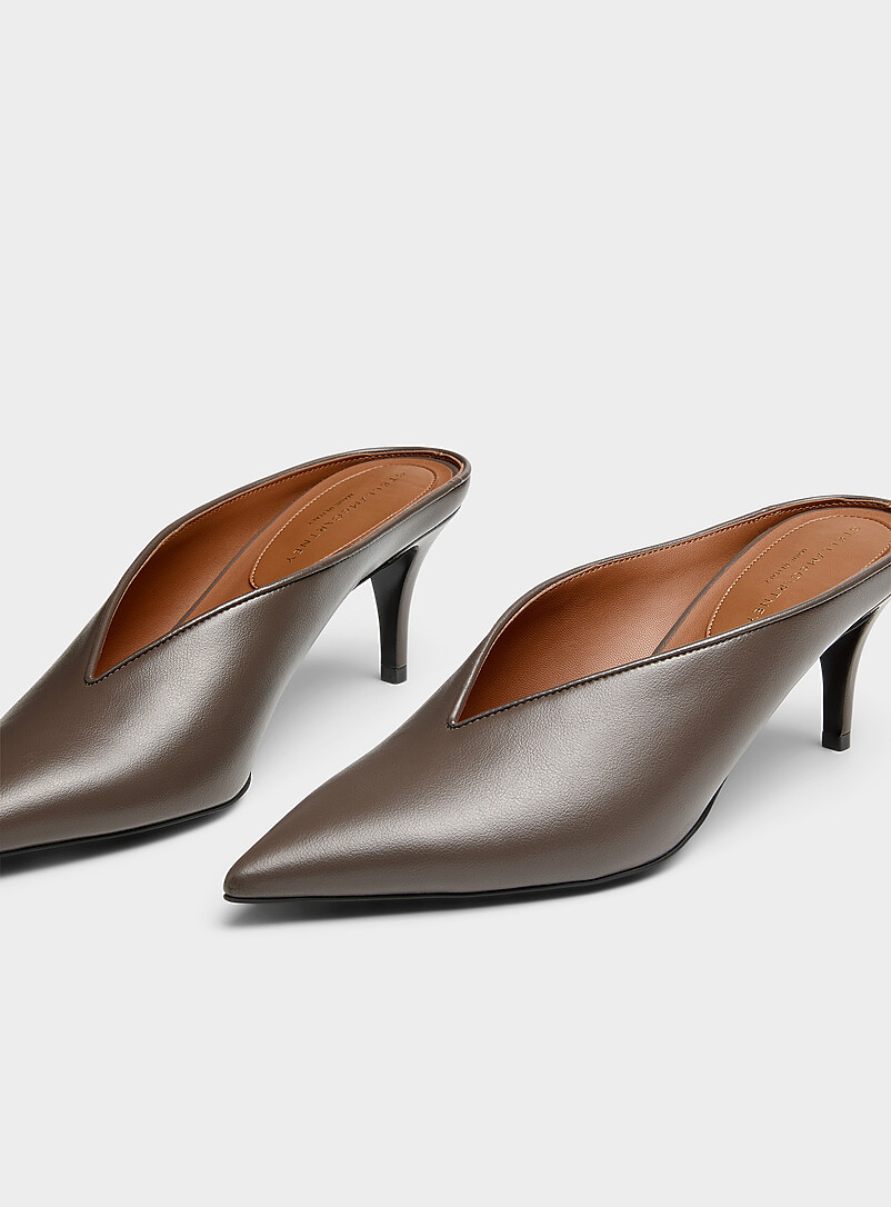 Taupe kitten heel mule pumps Women product image 2