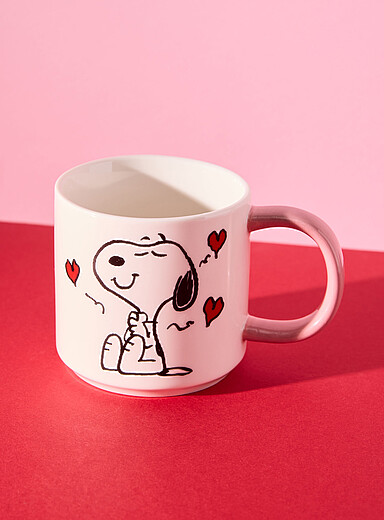 Magpie x Peanuts Patterned White Peanuts I Love You mug
