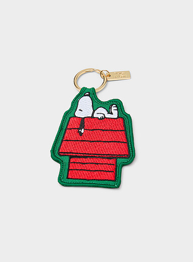 Magpie x Peanuts: Le porte-cl&eacute;s &eacute;cusson brod&eacute; Peanuts Blanc &agrave; motifs pour femme