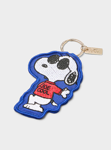 Magpie x Peanuts: Le porte-cl&eacute;s &eacute;cusson brod&eacute; Peanuts Blanc &agrave; motifs pour femme