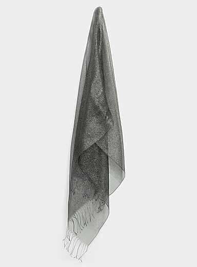 Shimmery organza lightweight fringed scarf