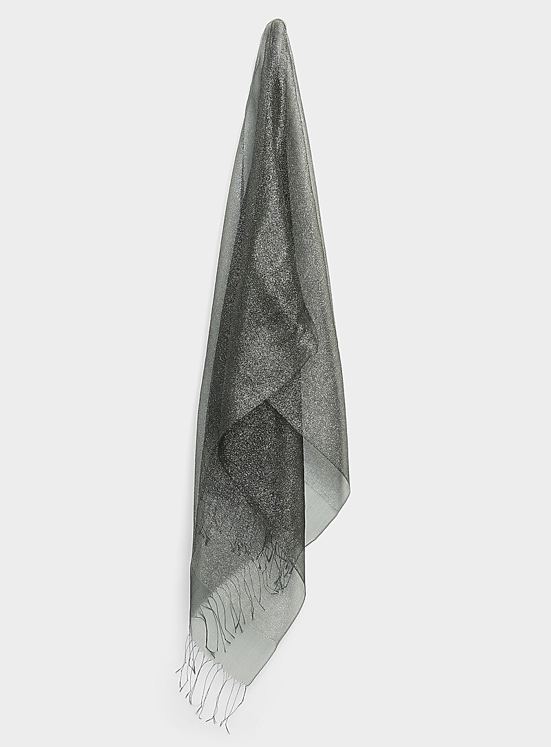 Shimmery organza lightweight fringed scarf product image (primary)