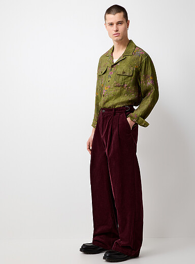 Found: Le pantalon velours c&ocirc;tel&eacute; &agrave; plis <b>Coupe relaxe</b> Cuivre - Rouille pour homme