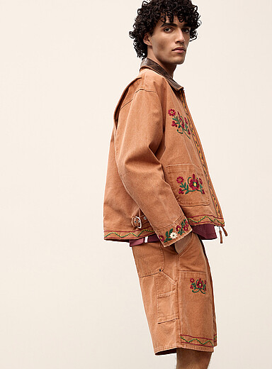 La veste travailleur broderies florales Rosette