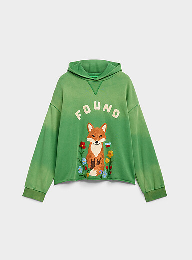 Found: Le sweat capuchon renard sauvage Vert pour homme