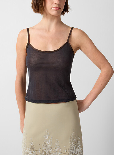 Paloma Wool Grey Nasem sheer piped cami for women
