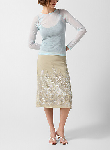 Paloma Wool: La jupe midi &agrave; sequins Ara Kaki - Sauge - Olive pour femme