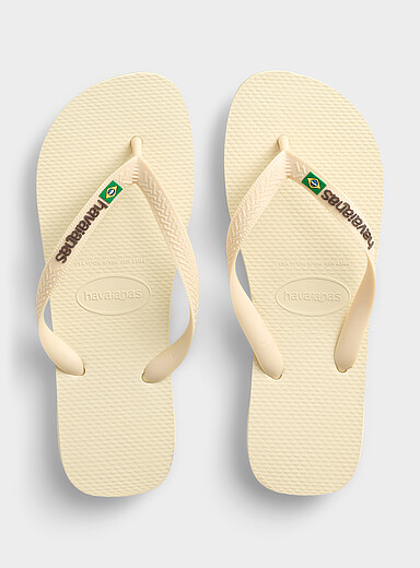 Havaianas: La sandale de plage bride logo Homme Ivoire - Beige cr&egrave;me pour homme