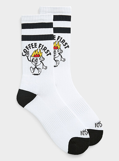 Flaming coffee ribbed socks