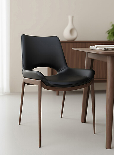 Metal and faux-leather chair Set of 6