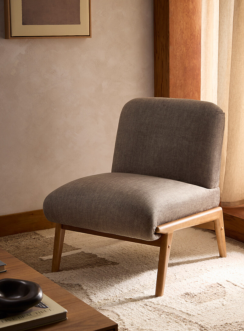 Walnut veneer legs dark taupe velvet armchair product image (primary)