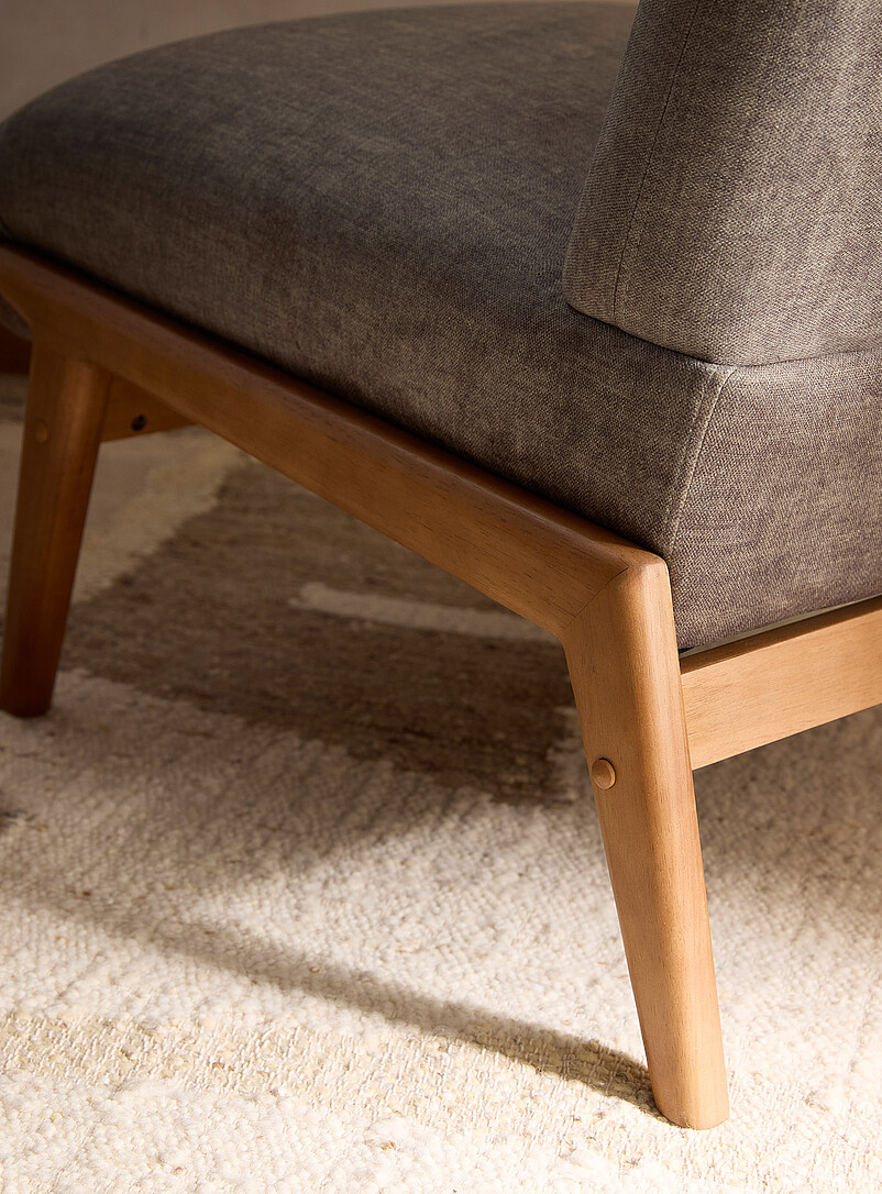 Walnut veneer legs dark taupe velvet armchair product image 2