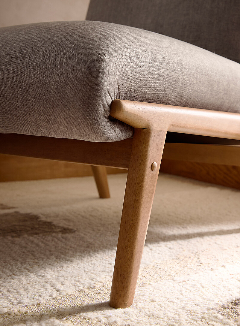 Walnut veneer legs dark taupe velvet armchair product image 3